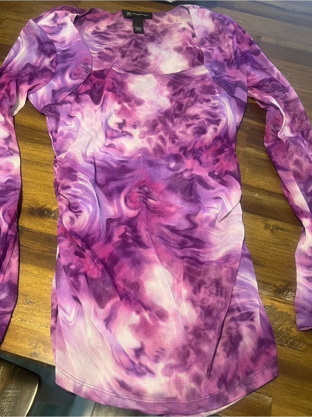 INC International Concepts Purple Marble Mesh Top